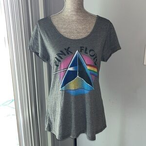 Pink Floyd Large Gray Graphic Band Tee Cut Up Lace Up NWOT